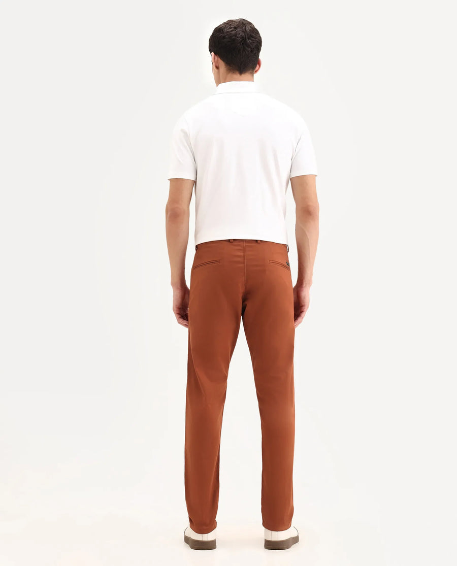 Rare Rabbit Men's Mark Maroon Cotton Plain Regular Fit Trouser