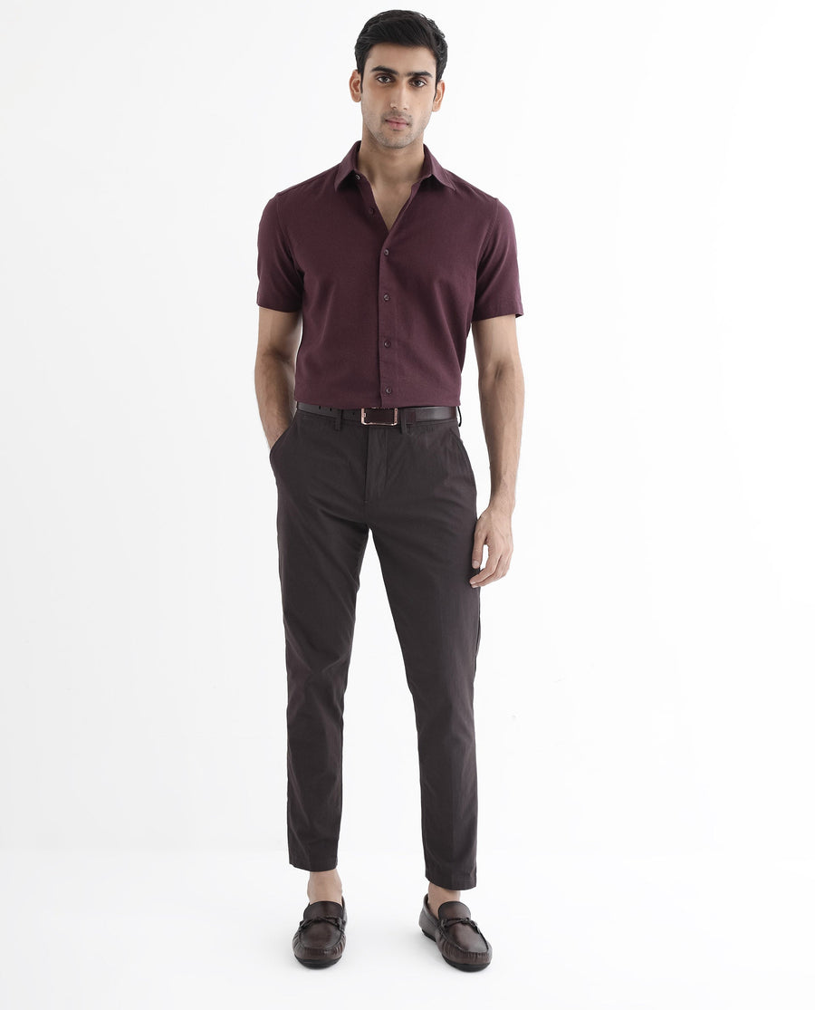 Rare Rabbit Men's Matto-1 Maroon Cotton Striped Print Boxy Fit Half Sleeve Collared Shirt