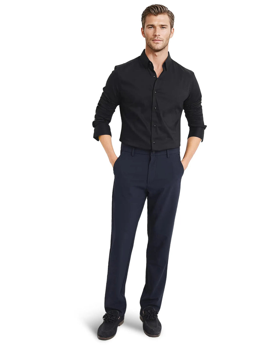 Rare Rabbit Men's Mawz Black Cotton Plain Regular Fit Full Sleeve Collared Shirt