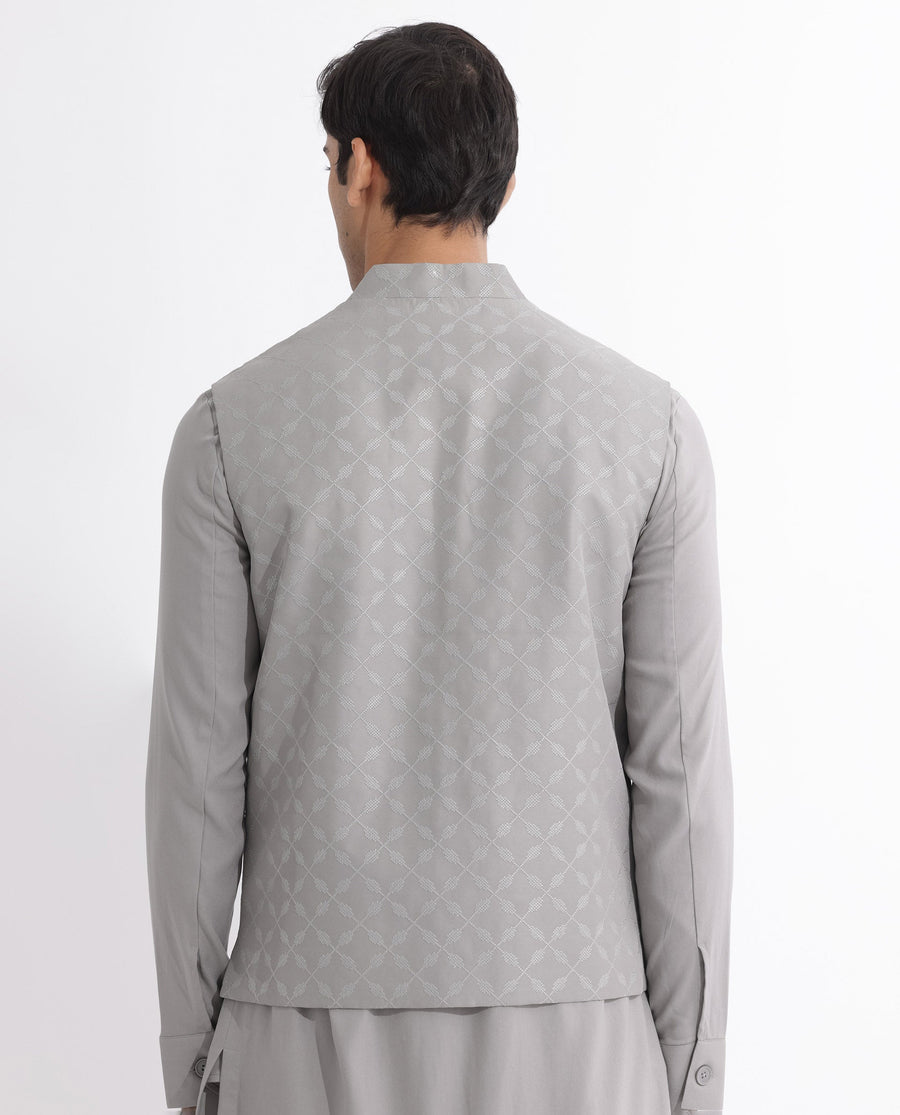Rare Rabbit Men's Medob Grey Viscose Embroidered Tailored Fit Sleeveless Mandarin Collar Bandhgala Rare Rabbit Men's Lasmos-B1 Beige Viscose Embroidered Regular Fit Sleeveless Mandarin Collar Bandhgala Nehru Jacket