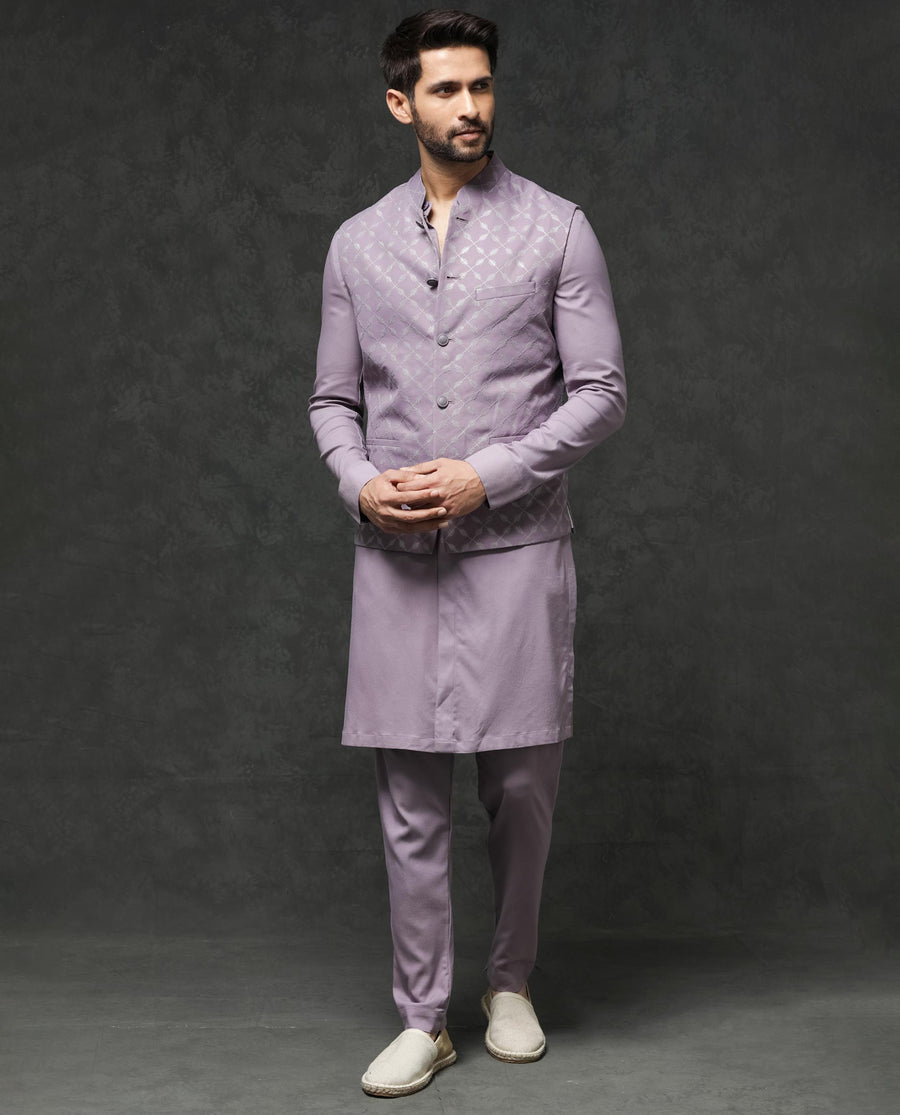 Rare Rabbit Men's Medo-B1 Pastel Purple Viscose Embroidered Tailored Fit Sleeveless Mandarin Collar Bandhgala Rare Rabbit Men's Lasmos-B1 Beige Viscose Embroidered Regular Fit Sleeveless Mandarin Collar Bandhgala Nehru Jacket