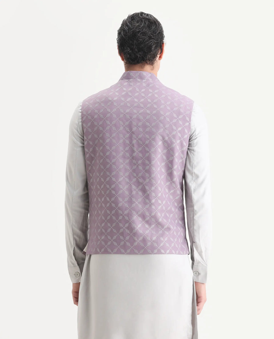 Rare Rabbit Men's Medob Pastel Purple Viscose Embroidered Tailored Fit Sleeveless Mandarin Collar Bandhgala Rare Rabbit Men's Lasmos-B1 Beige Viscose Embroidered Regular Fit Sleeveless Mandarin Collar Bandhgala Nehru Jacket