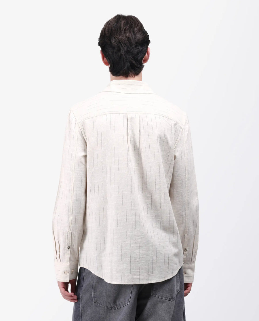 Rare Rabbit Men's Meem Beige Cotton Striped Print Regular Fit Full Sleeve Collared Shirt