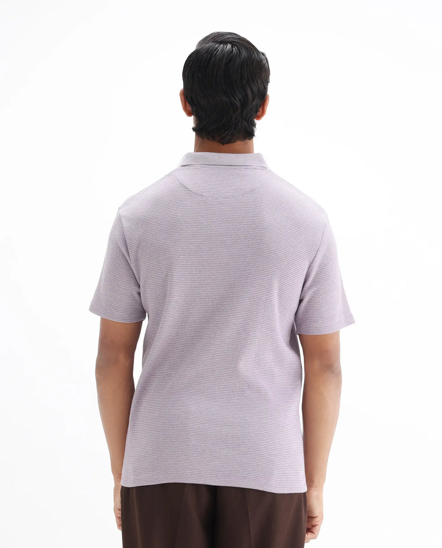 Rare Rabbit Men's Mello Dusky Purple Cotton Plain Regular Fit Half Sleeve Polo