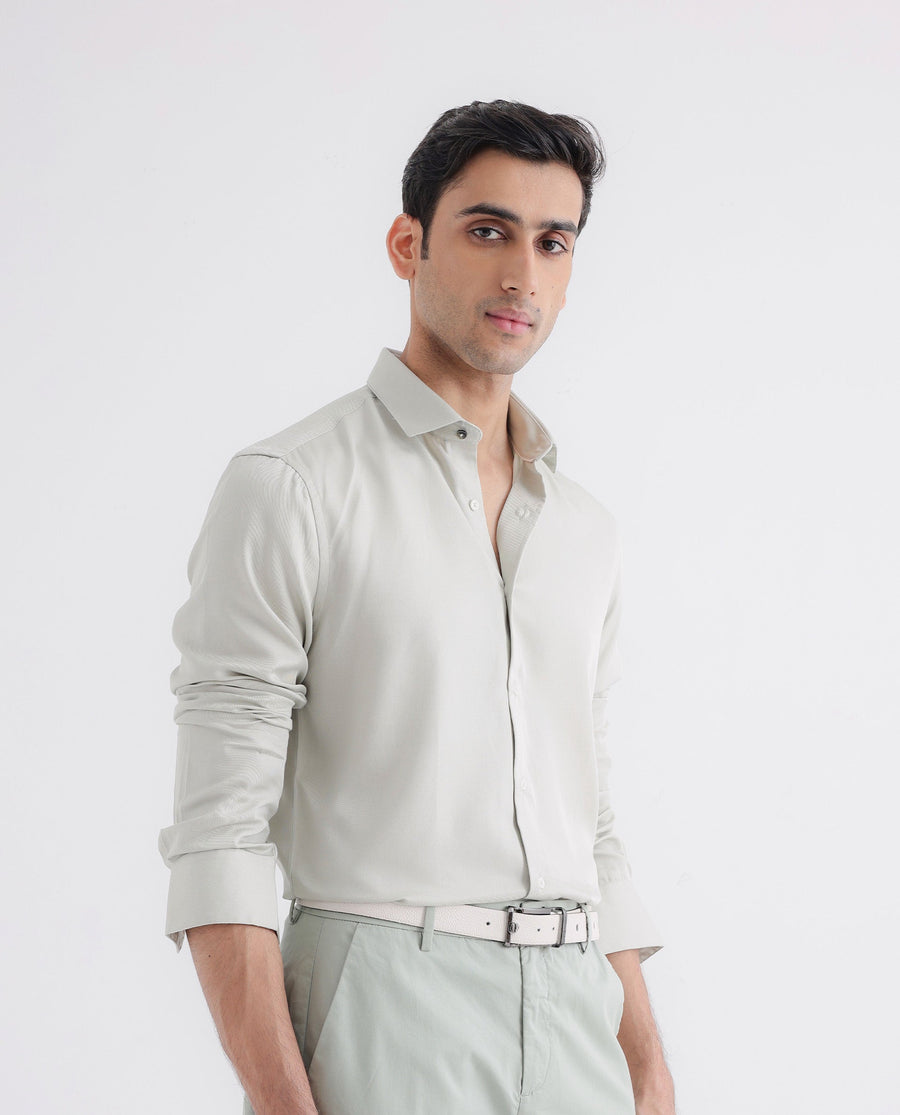 Rare Rabbit Men's Memo Ls Pastel Green Tencel Plain Regular Fit Full Sleeve Collared Shirt