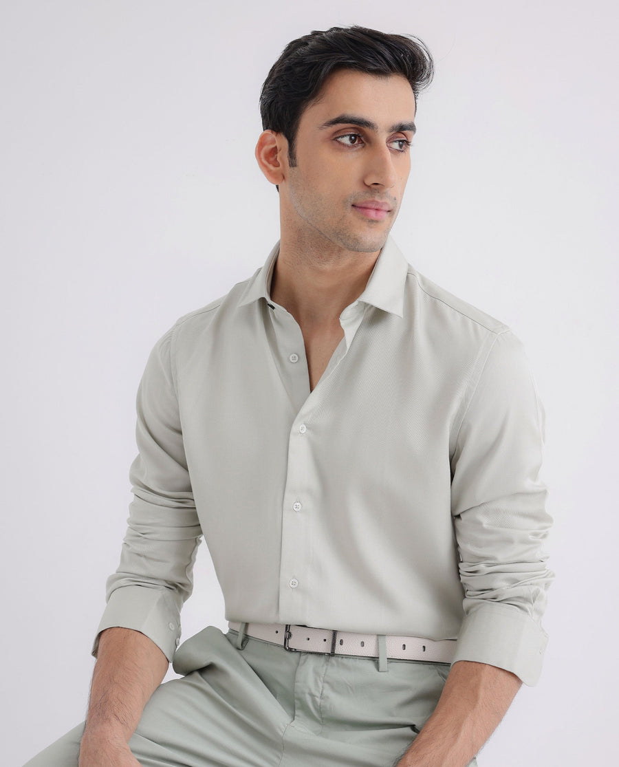 Rare Rabbit Men's Memo Ls Pastel Green Tencel Plain Regular Fit Full Sleeve Collared Shirt