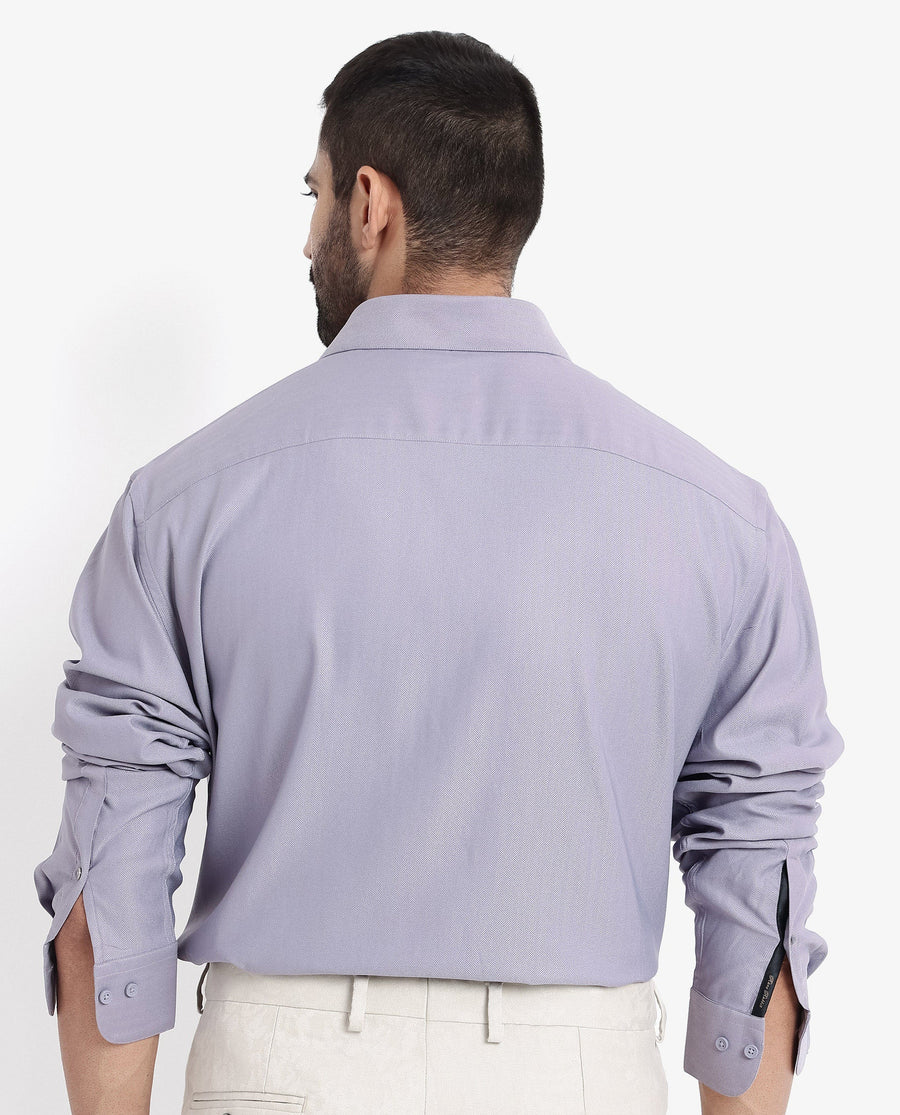 Rare Rabbit Men's Mer Dusky Purple Viscose Plain Regular Fit Full Sleeve Collared Shirt