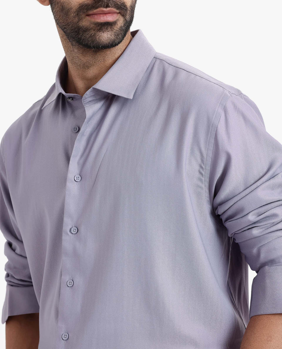 Rare Rabbit Men's Mer Dusky Purple Viscose Plain Regular Fit Full Sleeve Collared Shirt