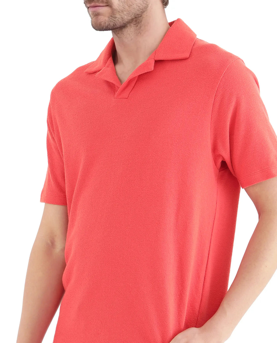 Rare Rabbit Men's Merko Dark Orange Cotton Plain Regular Fit Half Sleeve Polo