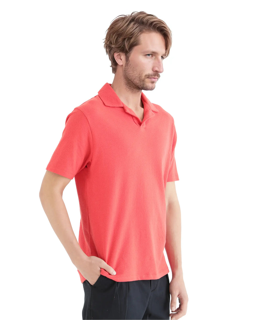 Rare Rabbit Men's Merko Dark Orange Cotton Plain Regular Fit Half Sleeve Polo