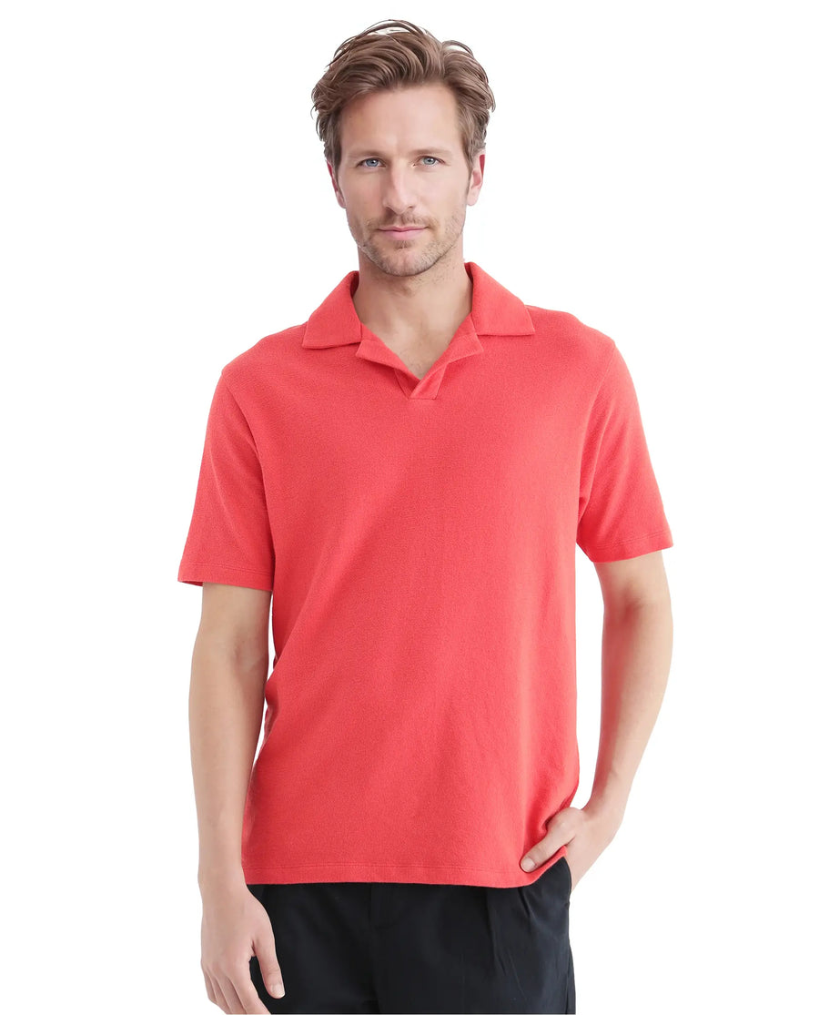 Rare Rabbit Men's Merko Dark Orange Cotton Plain Regular Fit Half Sleeve Polo