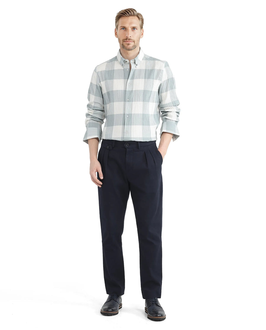 Rare Rabbit Men's Mew Turq Cotton Checked Print Regular Fit Half Sleeve Collared Shirt