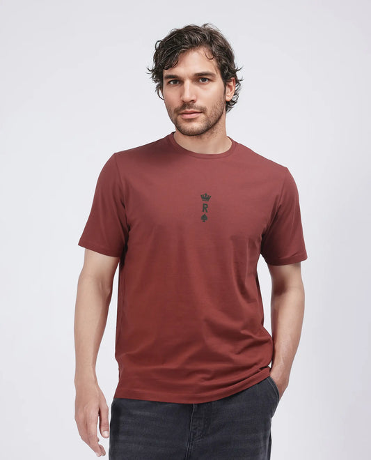 Rare Rabbit Men's Miam Red Cotton Graphic Print Regular Fit Half Sleeve Crew Neck T-Shirt