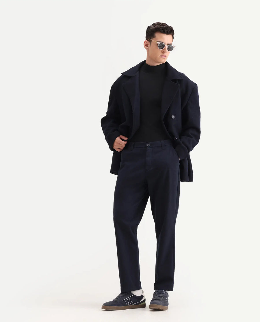 Rare Rabbit Men's Mick Black Cotton Blend Plain Regular Fit Full Sleeve Crew Neck T-Shirt