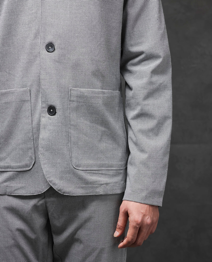Rare Rabbit Men's Mico Black Polyester Blend Checked Print Relaxed Fit Full Sleeve Mandarin Collar Jacket