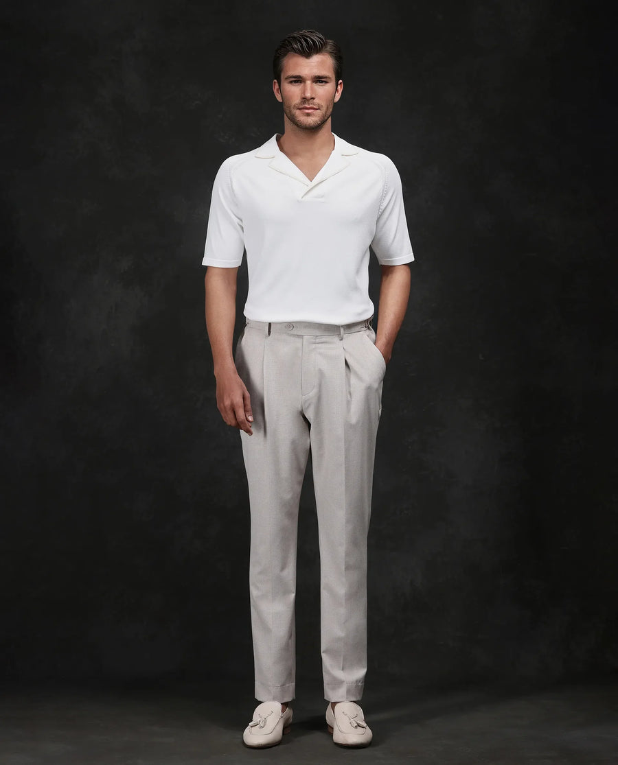 Rare Rabbit Men's Miri Off White Cotton Plain Regular Fit Half Sleeve Polo