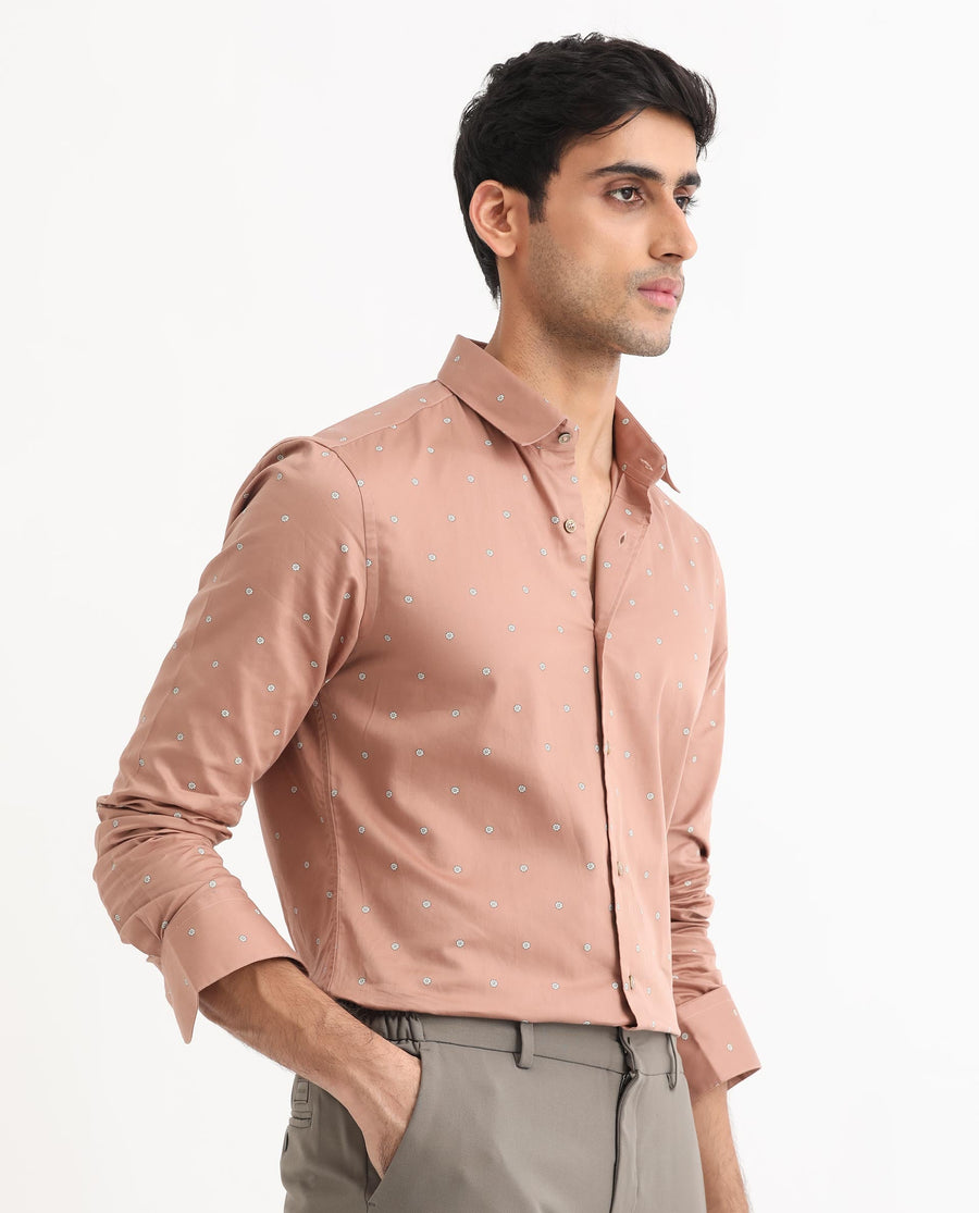 Rare Rabbit Men's Mita Pink Cotton Floral Print Regular Fit Full Sleeve Collared Shirt