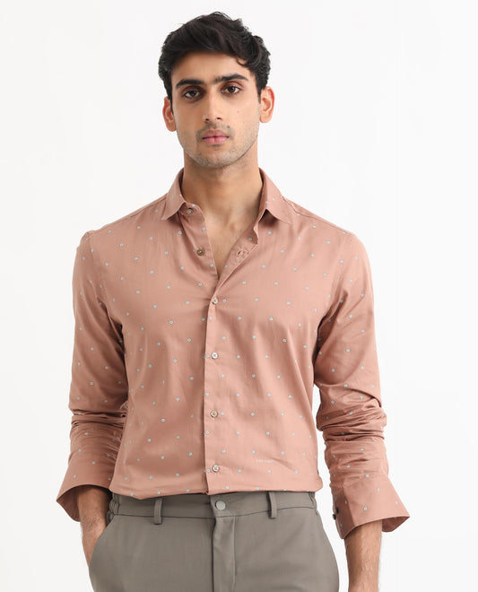 Rare Rabbit Men's Mita Pink Cotton Floral Print Regular Fit Full Sleeve Collared Shirt