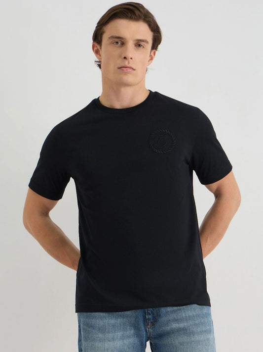 GANT Men Solid Round Neck Crest Graphic Cotton T-shirt