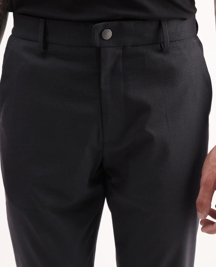 Rare Rabbit Men's Mocron Navy Polyester Checked Print Regular Fit Trouser