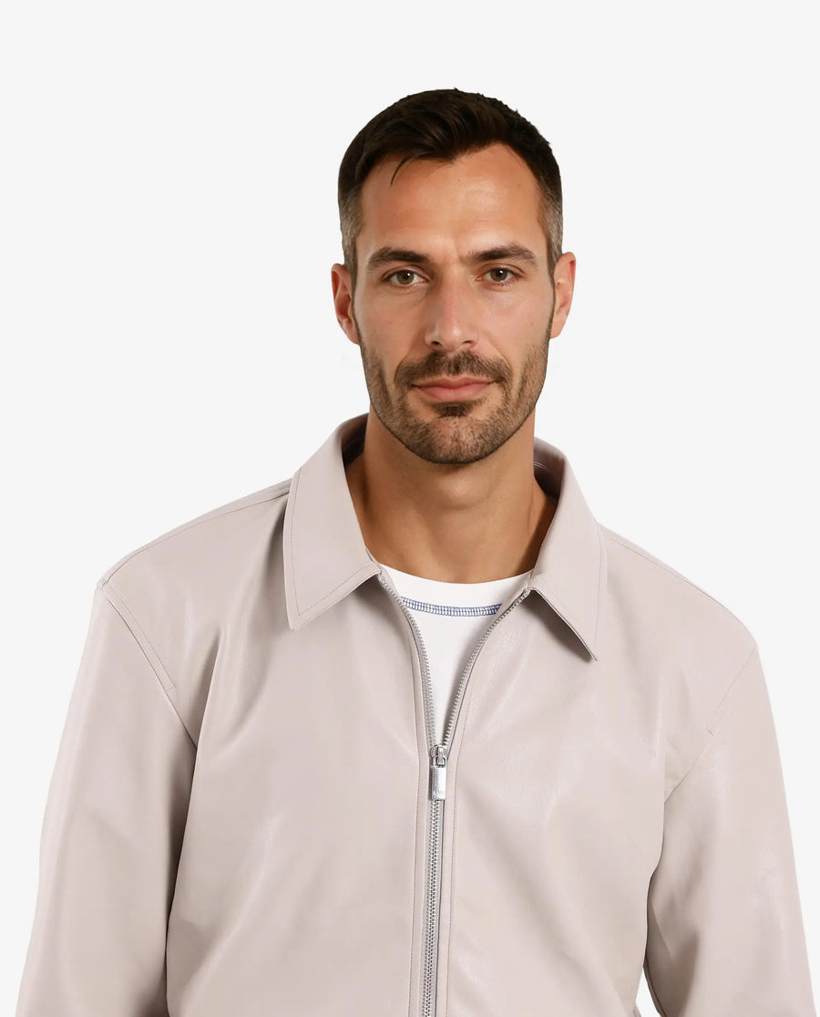 Rare Rabbit Men's Morat Beige Polyester Plain Relaxed Fit Full Sleeve Spread Collar Jacket