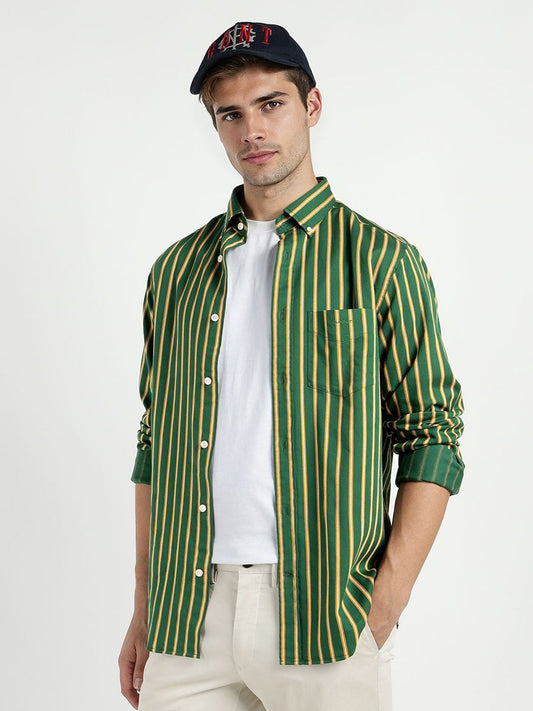 GANT Men Relaxed Fit Vertical Striped Button-Down Collar Pure Cotton Casual Shirt