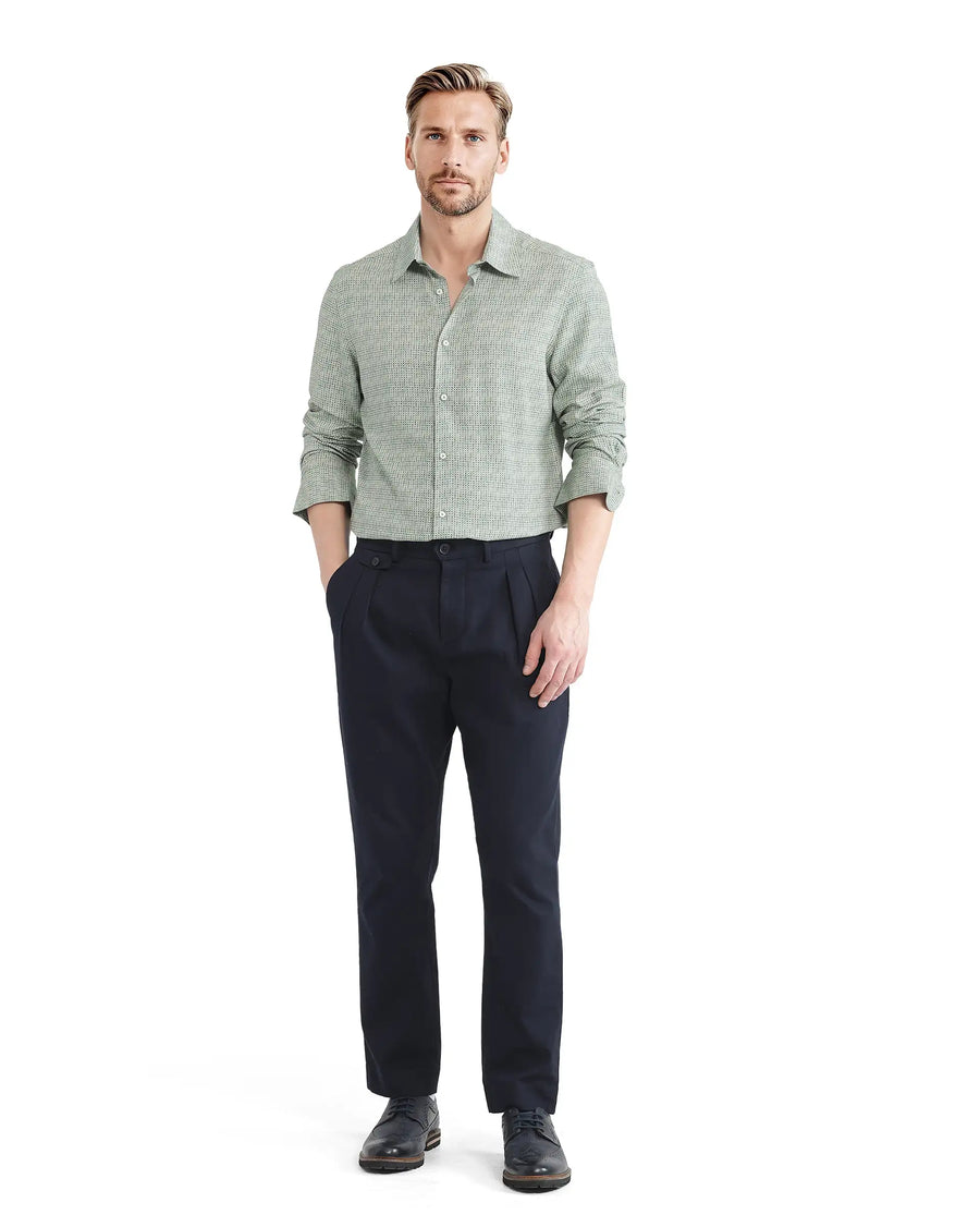 Rare Rabbit Men's Msey Green Viscose Geometric Print Relaxed Fit Full Sleeve Collared Shirt