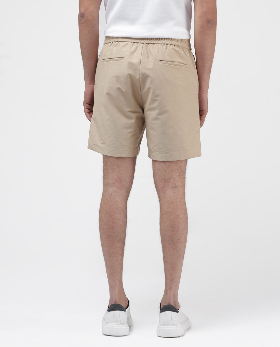 Rare Rabbit Men's Myka Khaki Cotton Plain Relaxed Fit Shorts