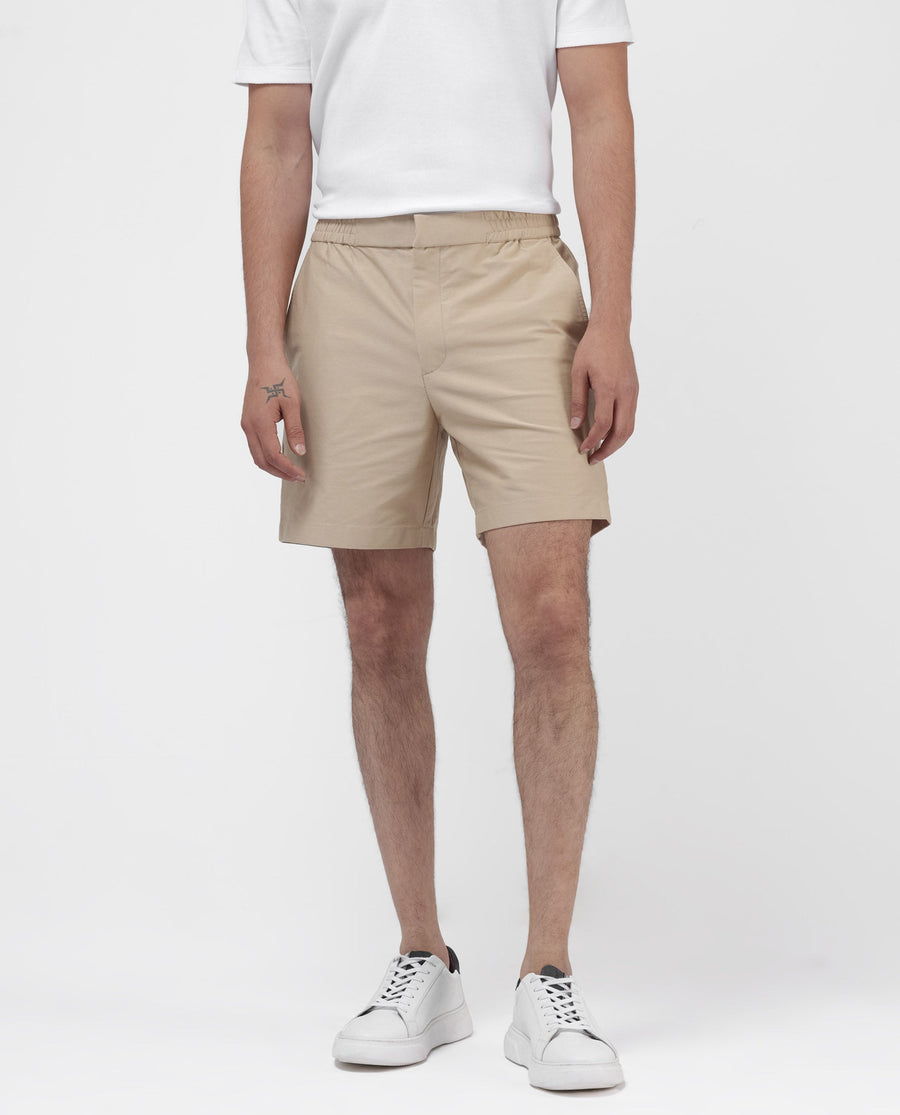 Rare Rabbit Men's Myka Khaki Cotton Plain Relaxed Fit Shorts