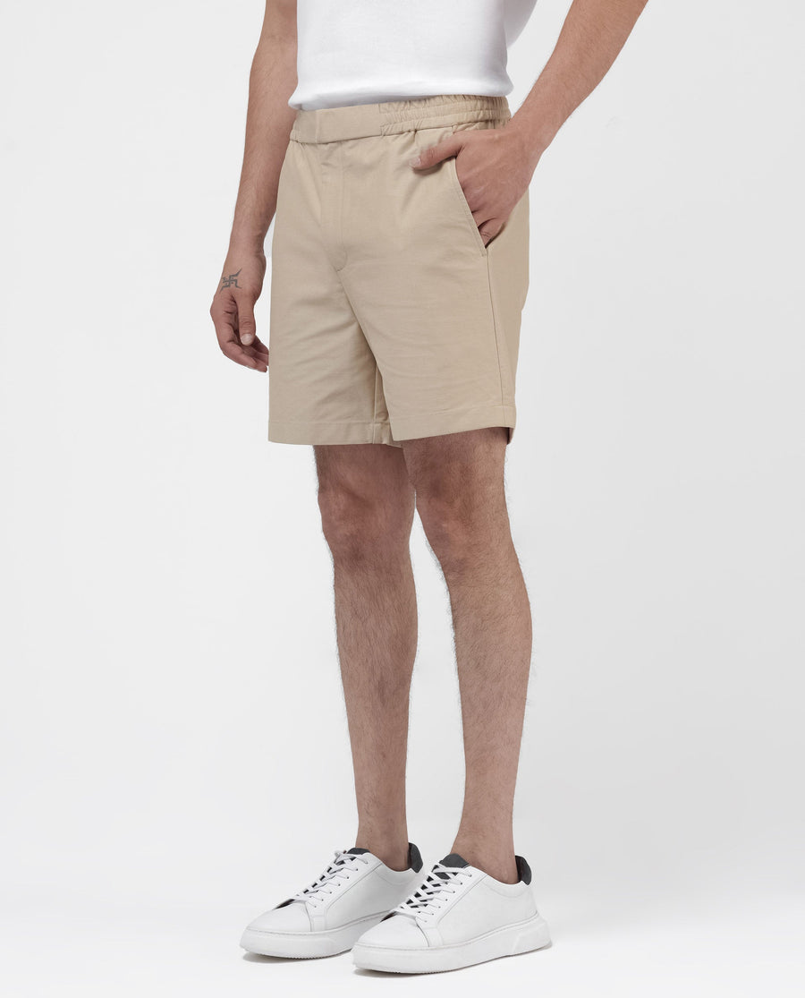 Rare Rabbit Men's Myka Khaki Cotton Plain Relaxed Fit Shorts