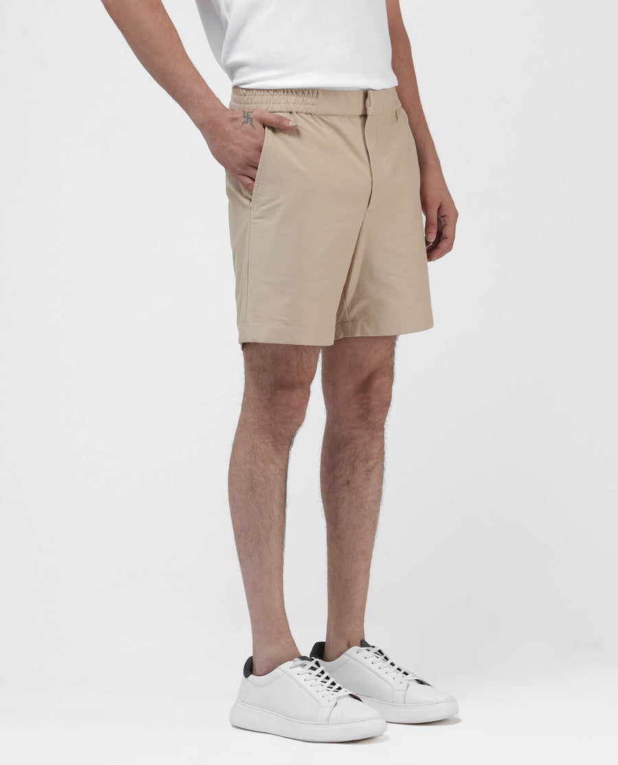 Rare Rabbit Men's Myka Khaki Cotton Plain Relaxed Fit Shorts