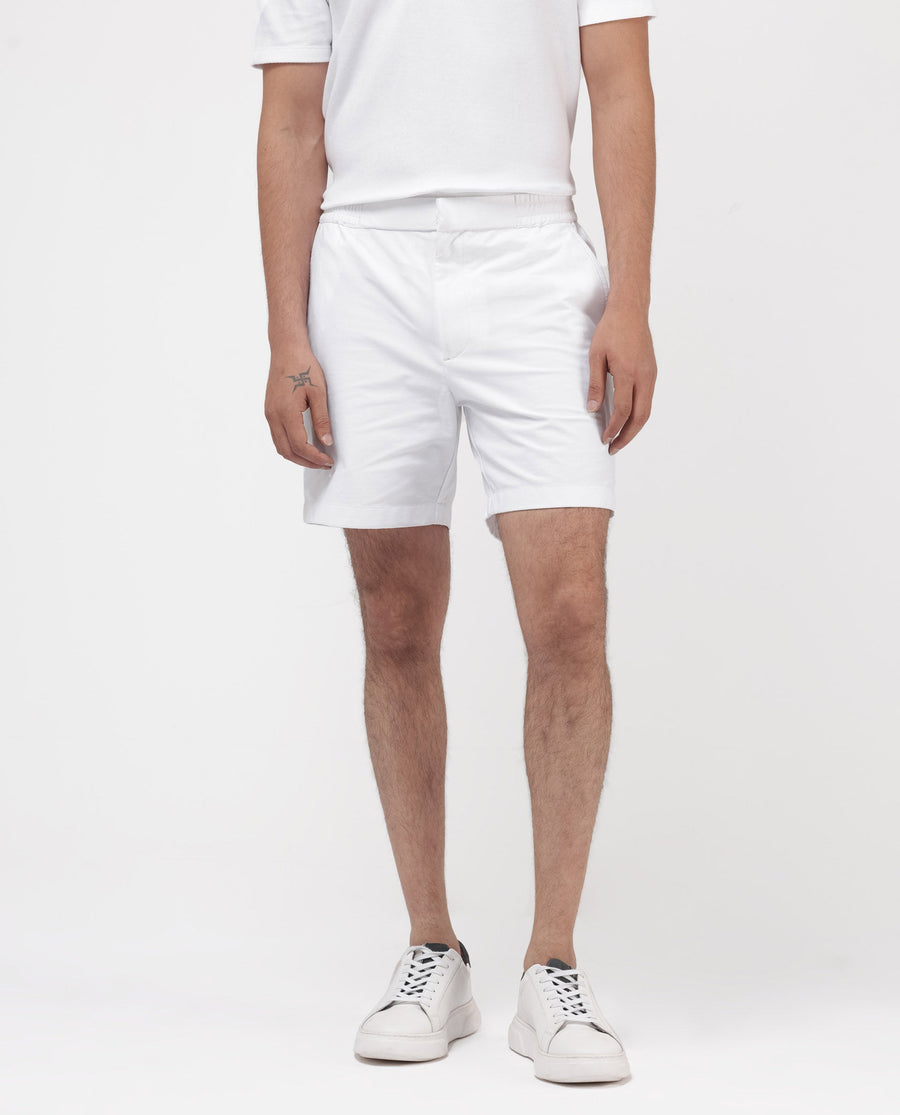 Rare Rabbit Men's Myka White Cotton Plain Relaxed Fit Shorts