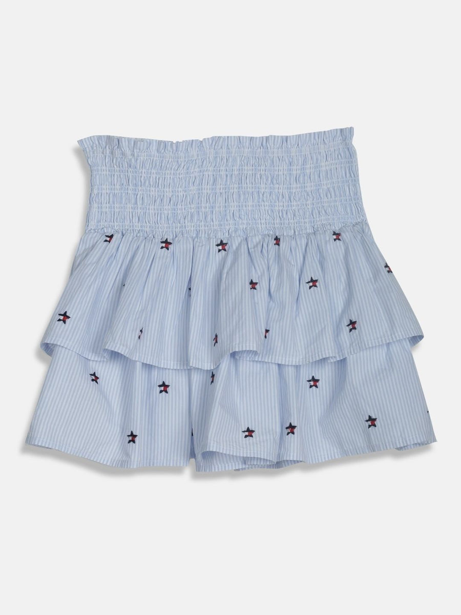 Tommy Hilfiger Girls Cotton Cotton Cambric Striped Knee Length A-Line Skirt