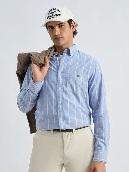 GANT Classic Fit Striped Button-Down Collar Oxford Pure Cotton Casual Shirt