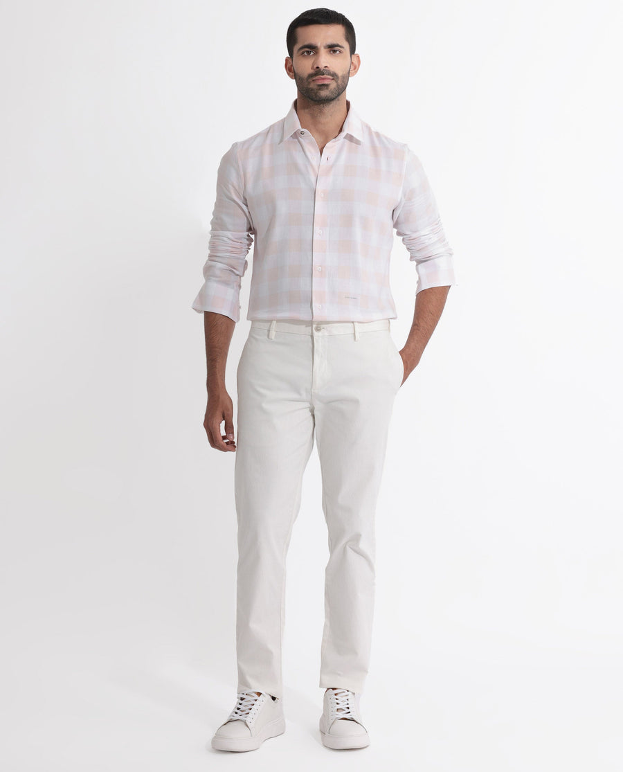 Rare Rabbit Men's Munich Pink Cotton Checked Print Regular Fit Full Sleeve Collared Shirt
