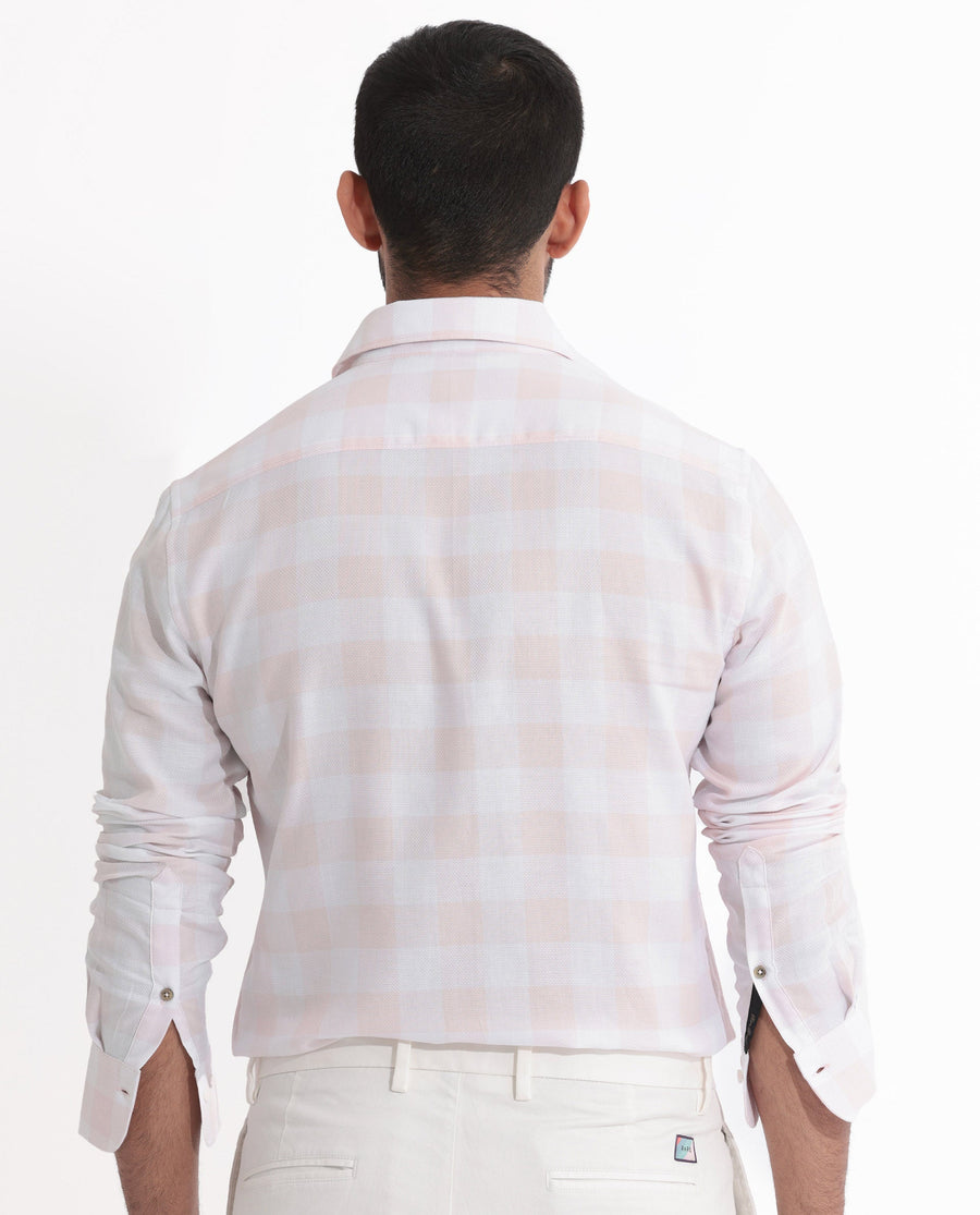 Rare Rabbit Men's Munich Pink Cotton Checked Print Regular Fit Full Sleeve Collared Shirt