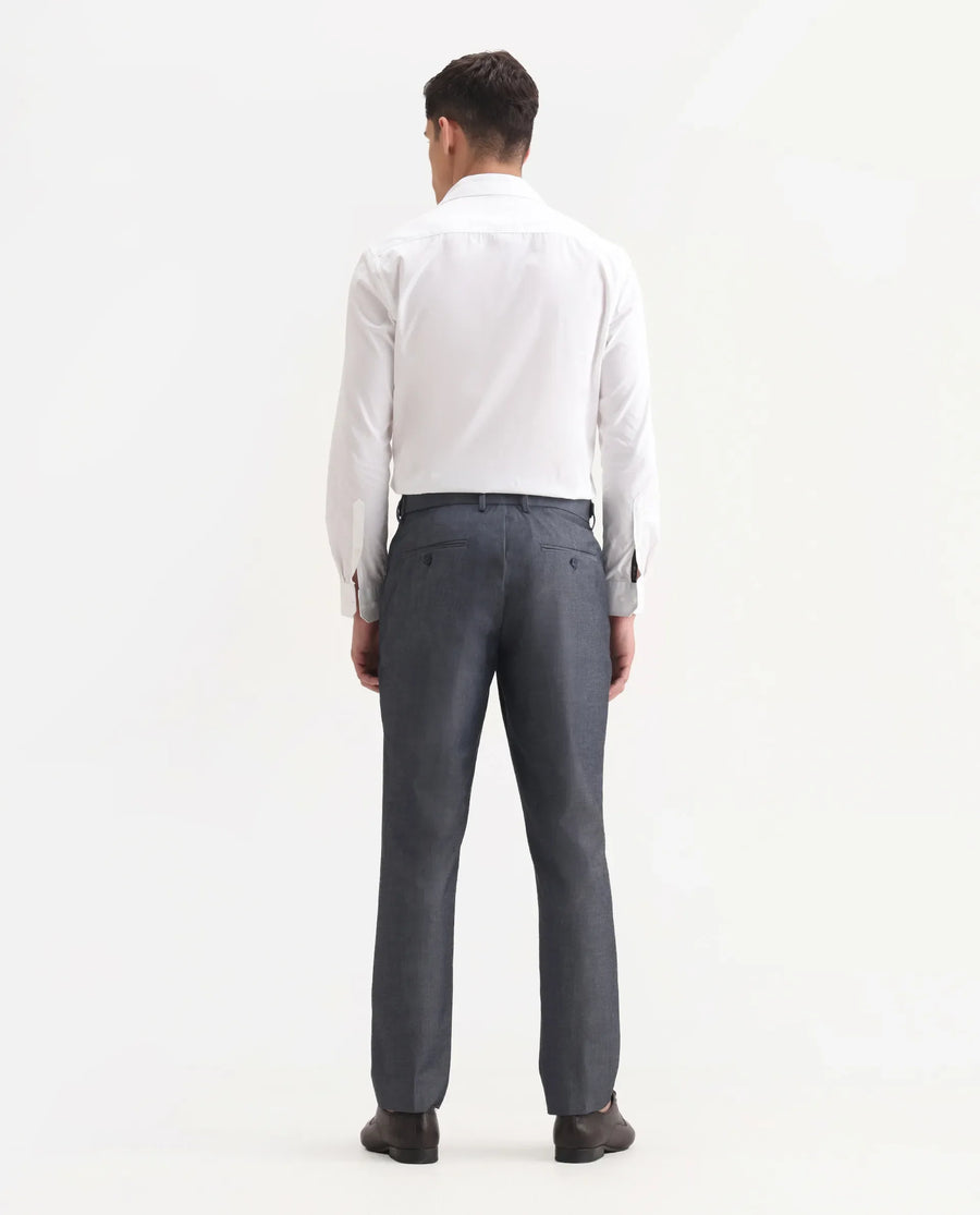 Rare Rabbit Men's Naji Blue Polyester Blend Plain Relaxed Fit Gurkha Trouser