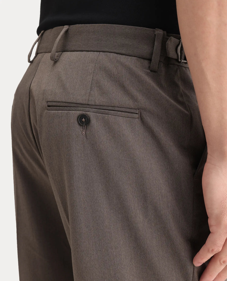 Rare Rabbit Men's Naji Dark Brown Polyester Blend Plain Relaxed Fit Gurkha Trouser