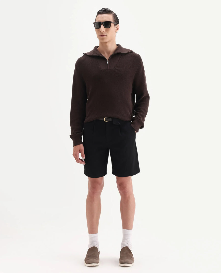 Rare Rabbit Men's Naro Dark Brown Polyester Fabric Full Sleeve High Neck Plain Sweater