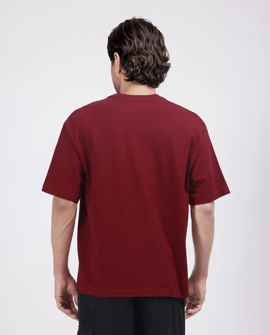 Rare Rabbit Men's Naso Red Cotton Ombre Oversized Fit Half Sleeve Crew Neck T-Shirt