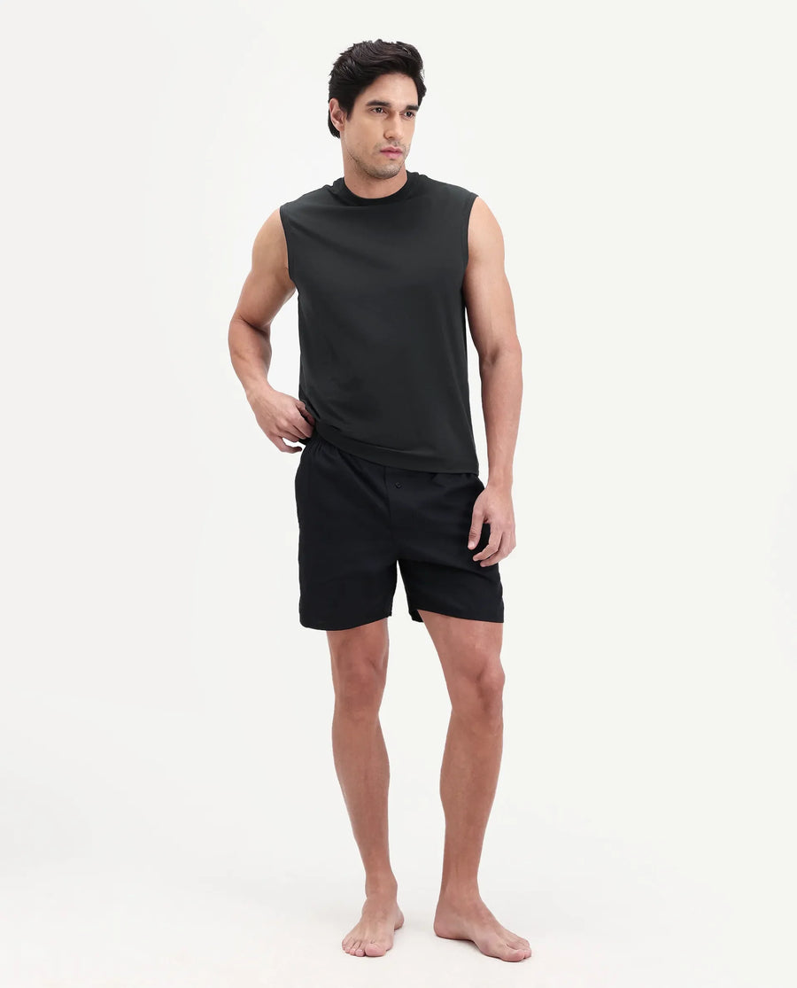 Rare Rabbit Men's Nats Dark Grey Cotton Lycra Fabric Regular Fit Plain Stretchable Sleeveless Vest