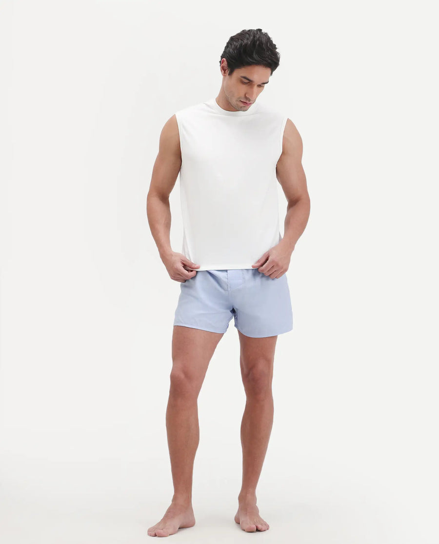 Rare Rabbit Men's Nats White Cotton Lycra Fabric Regular Fit Plain Stretchable Sleeveless Vest