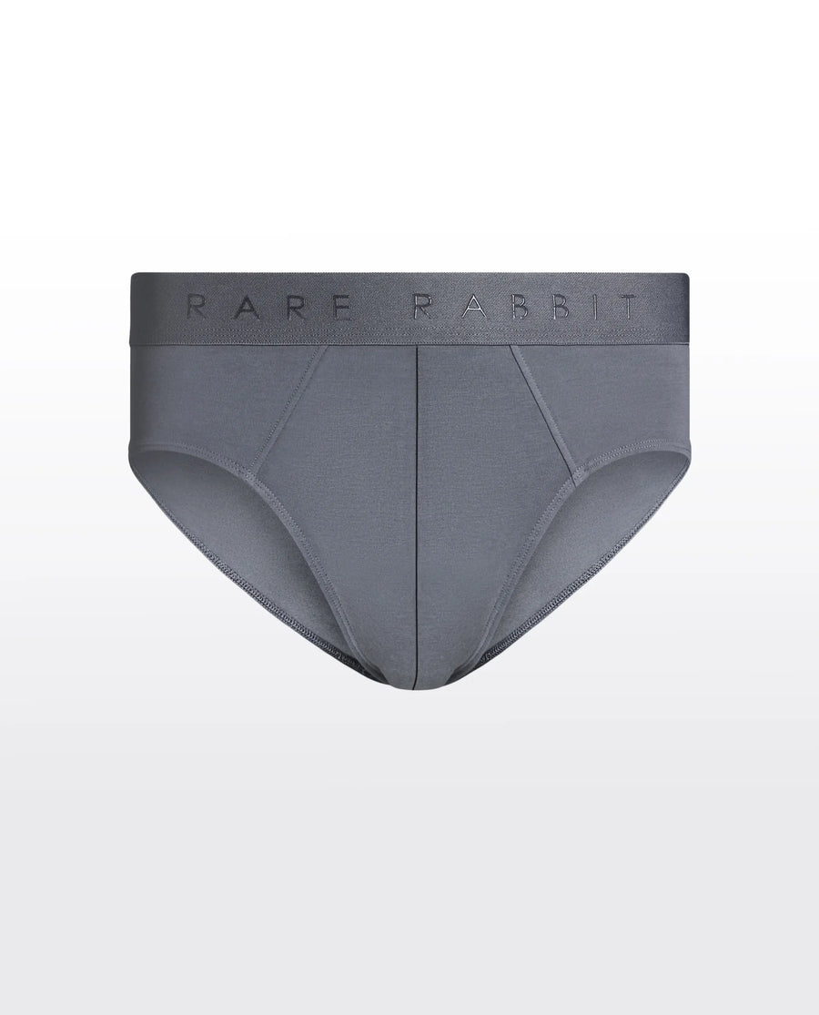 Rare Rabbit Men Near Black/White/Grey Soft Cotton Stretch Briefs (Pack Of 3)