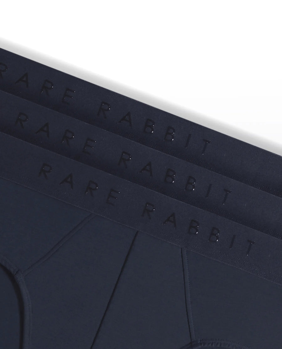 Rare Rabbit Men Near Navy Soft Cotton Stretch Briefs (Pack Of 3)