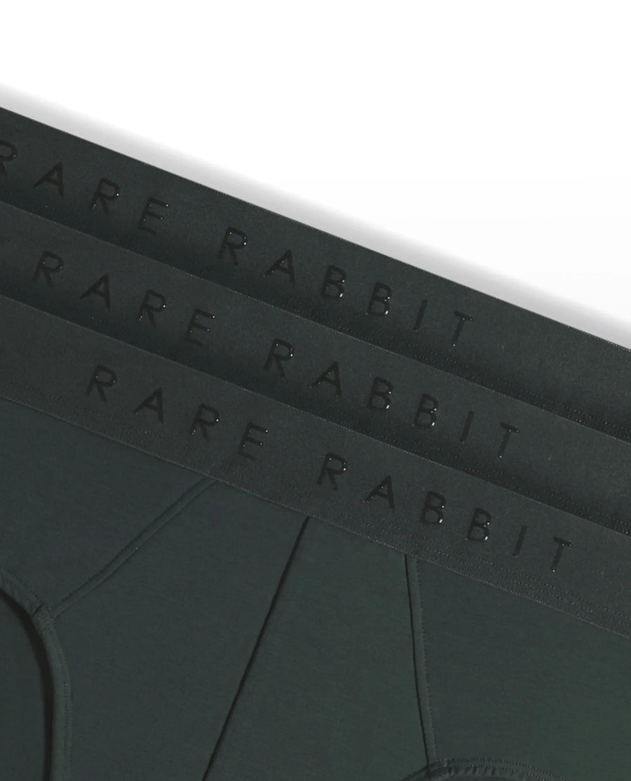Rare Rabbit Men Near Olive Soft Cotton Stretch Briefs (Pack Of 3)