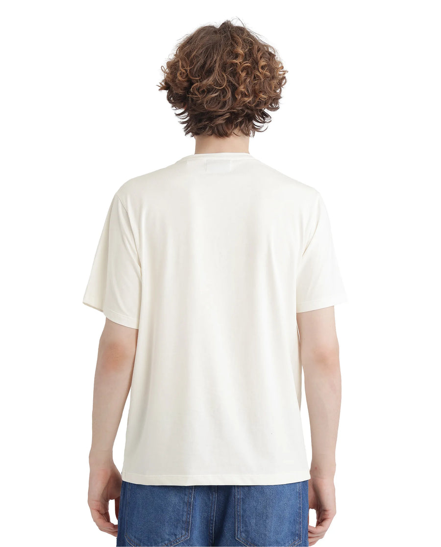 Rare Rabbit Men's Neko Off White Cotton Blend Graphic Print Regular Fit Half Sleeve Crew Neck T-Shirt