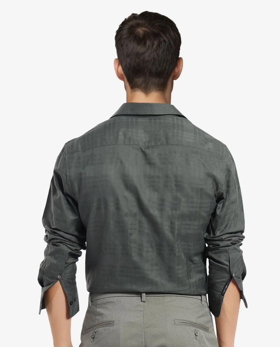 Rare Rabbit Men's Neske Dark Green Cotton Checked Print Regular Fit Full Sleeve Collared Shirt