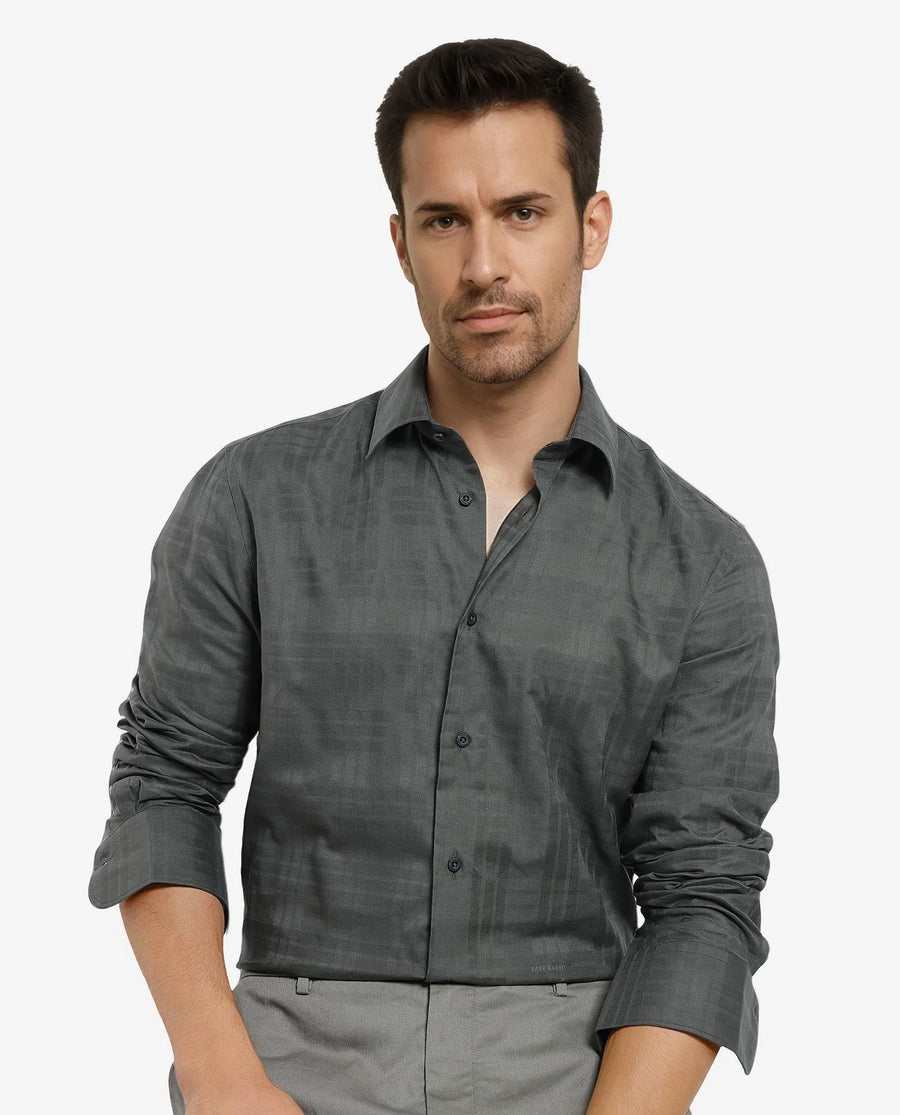 Rare Rabbit Men's Neske Dark Green Cotton Checked Print Regular Fit Full Sleeve Collared Shirt