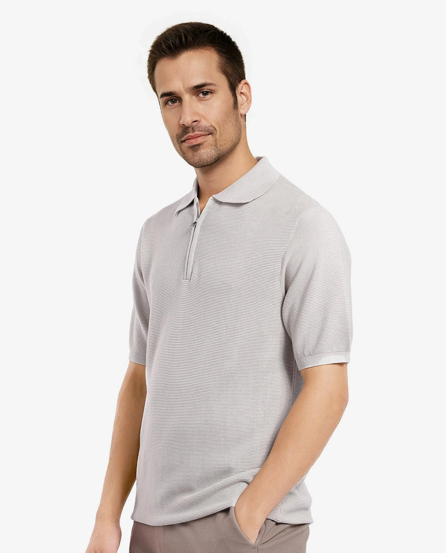 Rare Rabbit Men's Nett Beige Cotton Plain Regular Fit Half Sleeve Polo