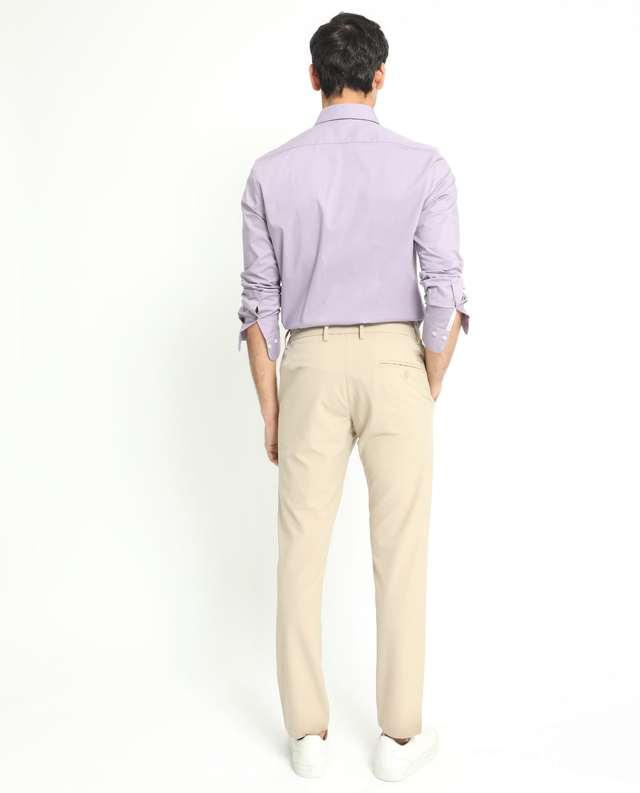 Rare Rabbit Men's Neutons Light Purple Cotton Plain Regular Fit Full Sleeve Collared Shirt